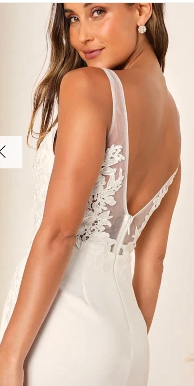 Lulu's Precious Promise White Satin Lace Mermaid Wedding Dress Sz L#29 NWT